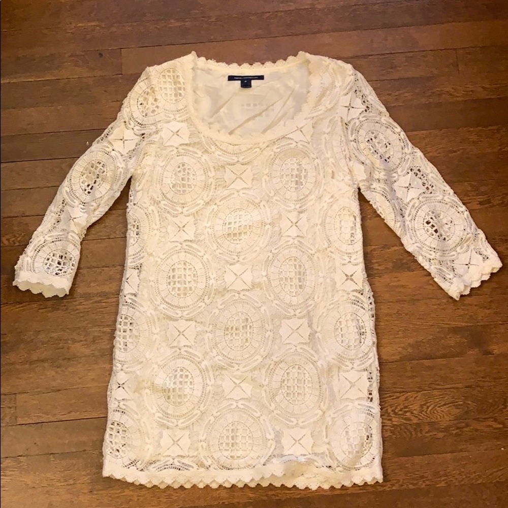 French Connection Cotton Lace Dress Ivory size 12